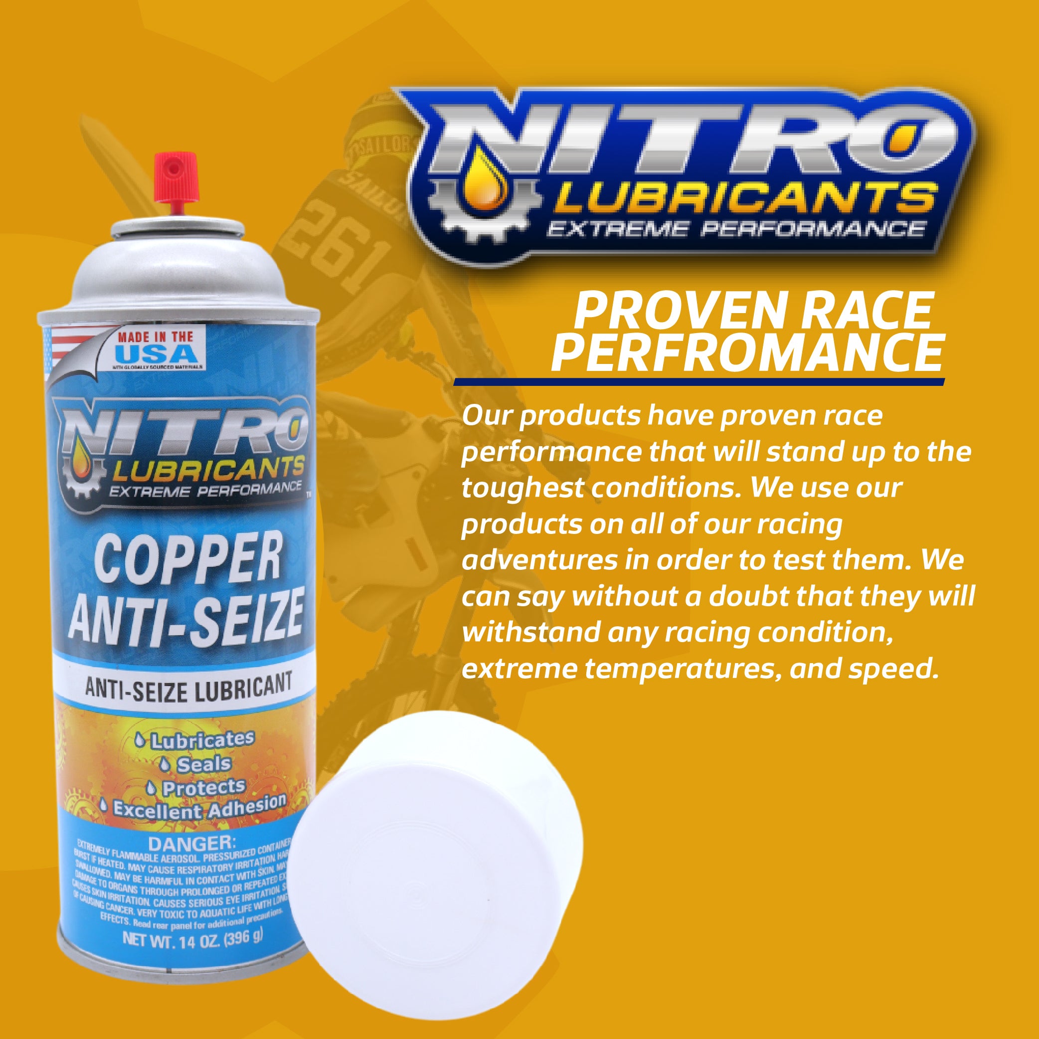Nitro Lubricants Copper Anti‑Seize - 14oz High‑Temp Anti‑Seize Spray for Nuts, Bolts, Studs, Bearings & Slides; Prevents Seizing, Galling & Corrosion in Intensive Industrial & Automotive - Made in USA