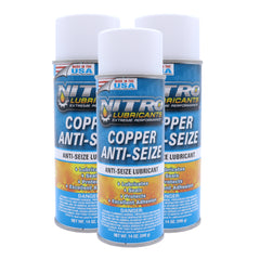 Nitro Lubricants Copper Anti-Seize – 14oz High Temp Anti-Seize Spray for Nuts, Bolts, Studs, Bearings & Slides; Prevents Seizing, Galling & Corrosion in Industrial & Automotive - Made in USA  (3-Pack)