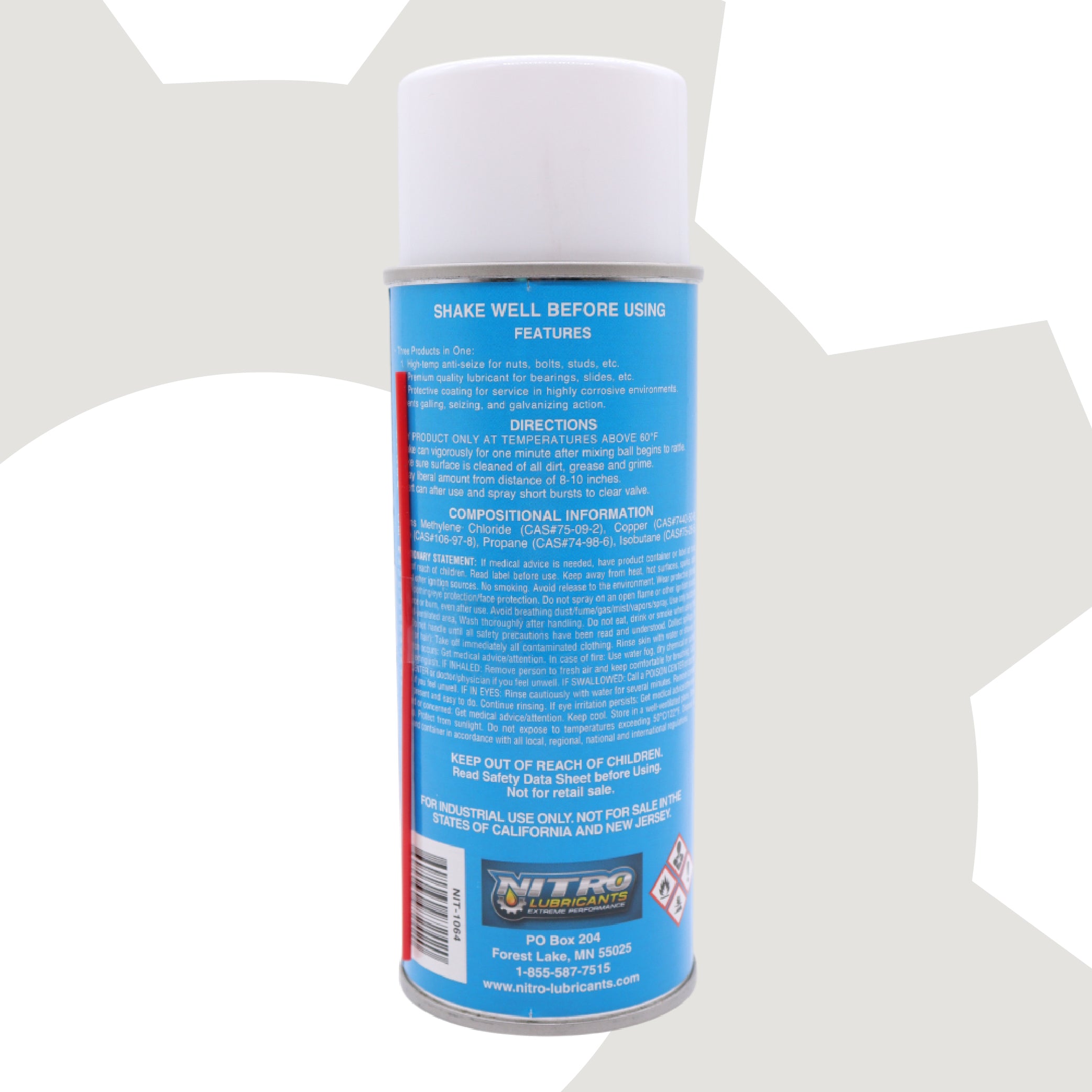 Nitro Lubricants Copper Anti-Seize – 14oz High Temp Anti-Seize Spray for Nuts, Bolts, Studs, Bearings & Slides; Prevents Seizing, Galling & Corrosion in Industrial & Automotive - Made in USA  (8-Pack)