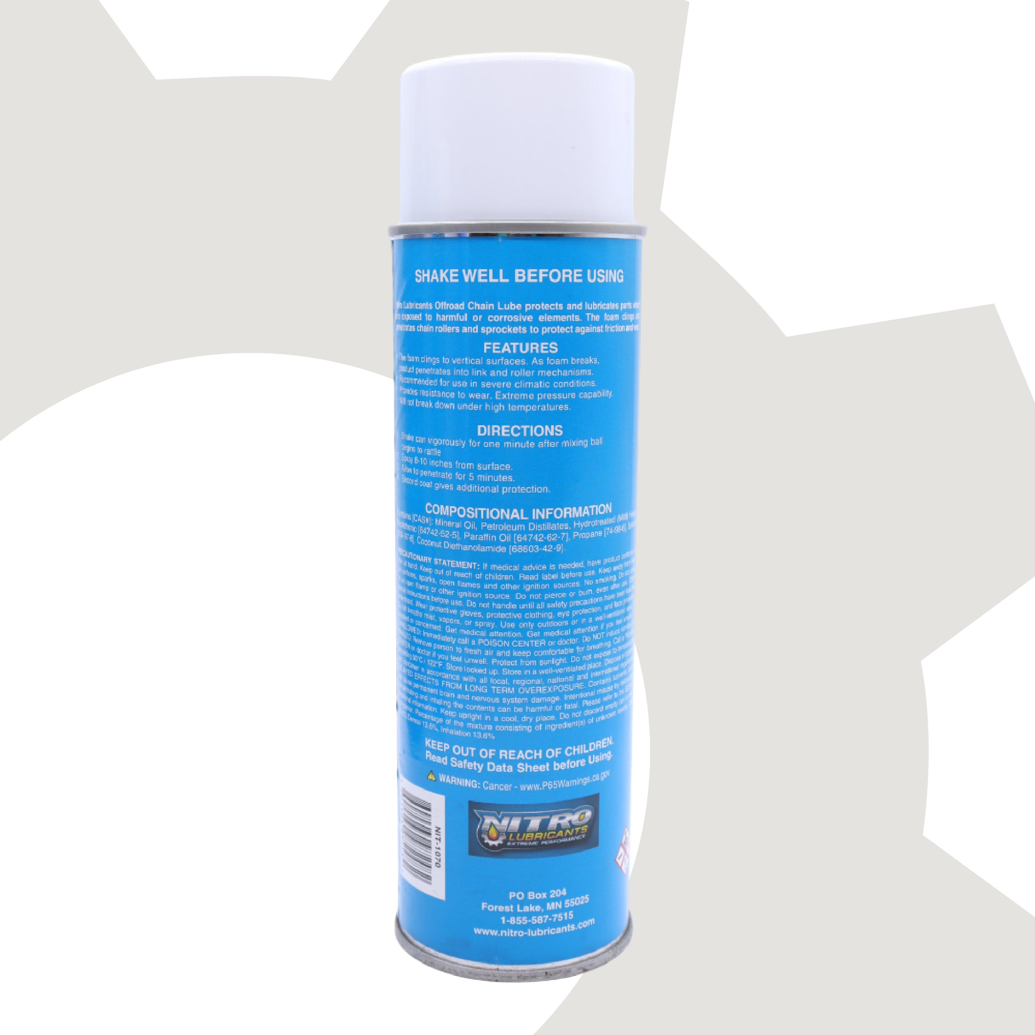 Nitro Lubricants Off-Road Chain Lube – Thick Clinging Foam Lubricates & Penetrates Rollers to Protect Against Corrosion, Friction & Wear – 12 oz – Made in USA (2-Pack)