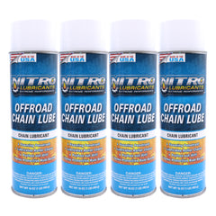 Nitro Lubricants Off-Road Chain Lube – Thick Clinging Foam Lubricates & Penetrates Rollers to Protect Against Corrosion, Friction & Wear – 12 oz – Made in USA (4-Pack)