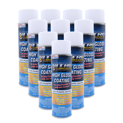 Nitro Lubricants High Gloss Coating – Vinyl & Plastic Shine – Water-Resistant Protection, Instant No-Wipe Formula Reaches Hard Areas – Automotive, Industrial, Off-Road – 12 oz – Made in USA (10-Pack)