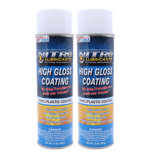 Nitro Lubricants High Gloss Coating – Vinyl & Plastic Shine – Water-Resistant Protection, Instant No-Wipe Formula Reaches Hard Areas – Automotive, Industrial, Off-Road – 12 oz – Made in USA (2-Pack)