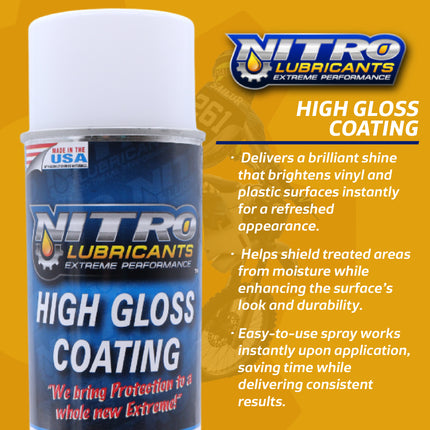 Nitro Lubricants High Gloss Coating – Vinyl & Plastic Shine – Water-Resistant Protection, Instant No-Wipe Formula Reaches Hard Areas – Automotive, Industrial, Off-Road – 12 oz – Made in USA (3-Pack)