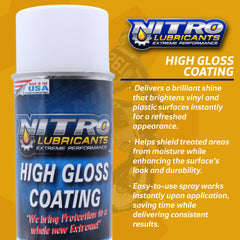 Nitro Lubricants High Gloss Coating – Vinyl & Plastic Shine – Water-Resistant Protection, Instant No-Wipe Formula Reaches Hard Areas – Automotive, Industrial, Off-Road – 12 oz – Made in USA (4-Pack)