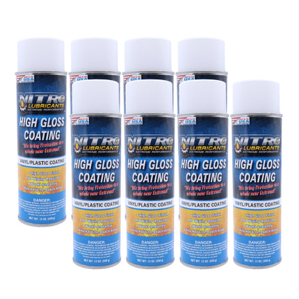 Nitro Lubricants High Gloss Coating – Vinyl & Plastic Shine – Water-Resistant Protection, Instant No-Wipe Formula Reaches Hard Areas – Automotive, Industrial, Off-Road – 12 oz – Made in USA (8-Pack)