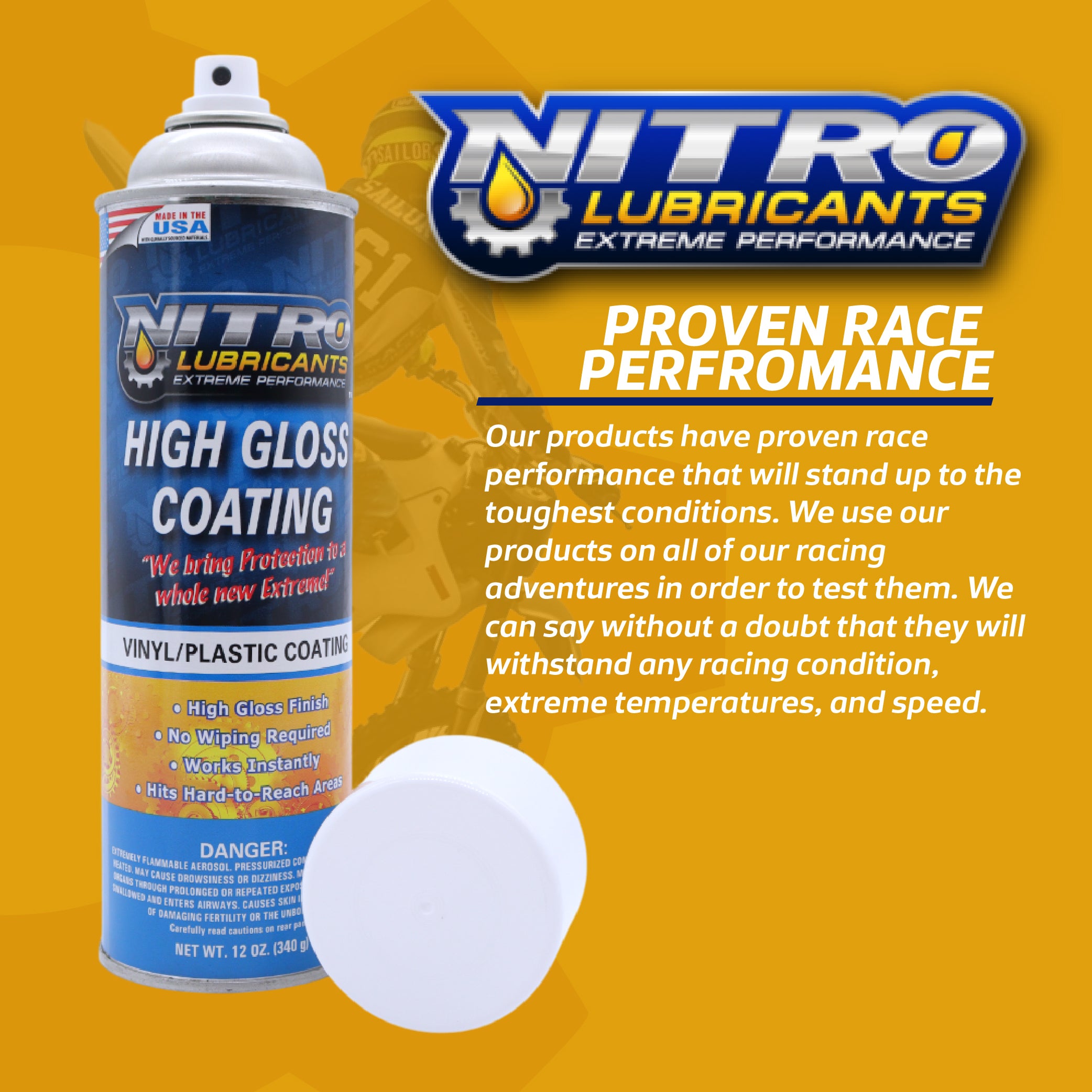 Nitro Lubricants High Gloss Coating – Vinyl & Plastic Shine – Water-Resistant Protection, Instant No-Wipe Formula Reaches Hard Areas – Automotive, Industrial, Off-Road – 12 oz – Made in USA (8-Pack)