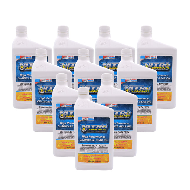 Nitro Lubricants Chaincase Oil – High Film Thickness, Improved Oxidation Control & Wear Resistance – Racing & Off-Road – Extends Engine Life – 1 Quart – Made in USA (10-Pack)