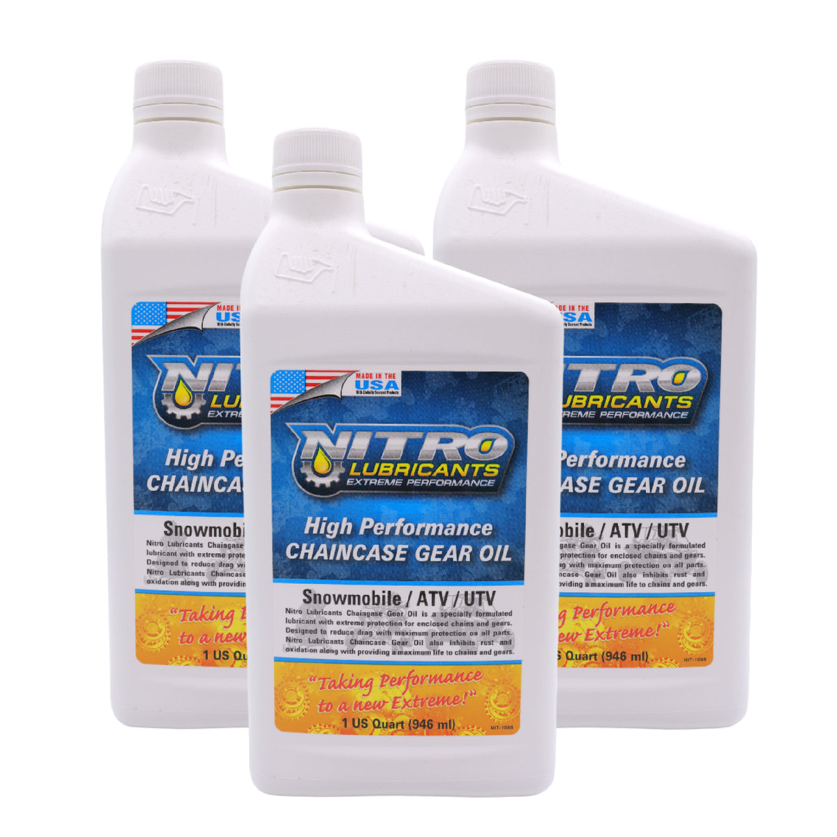 Nitro Lubricants Chaincase Oil – High Film Thickness, Improved Oxidation Control & Wear Resistance – Racing & Off-Road – Extends Engine Life – 1 Quart – Made in USA (3-Pack)