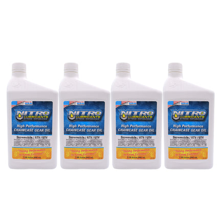 Nitro Lubricants Chaincase Oil – High Film Thickness, Improved Oxidation Control & Wear Resistance – Racing & Off-Road – Extends Engine Life – 1 Quart – Made in USA (4-Pack)