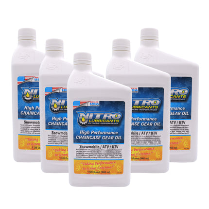 Nitro Lubricants Chaincase Oil – High Film Thickness, Improved Oxidation Control & Wear Resistance – Racing & Off-Road – Extends Engine Life – 1 Quart – Made in USA (5-Pack)