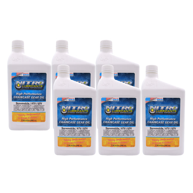 Nitro Lubricants Chaincase Oil – High Film Thickness, Improved Oxidation Control & Wear Resistance – Racing & Off-Road – Extends Engine Life – 1 Quart – Made in USA (6-Pack)