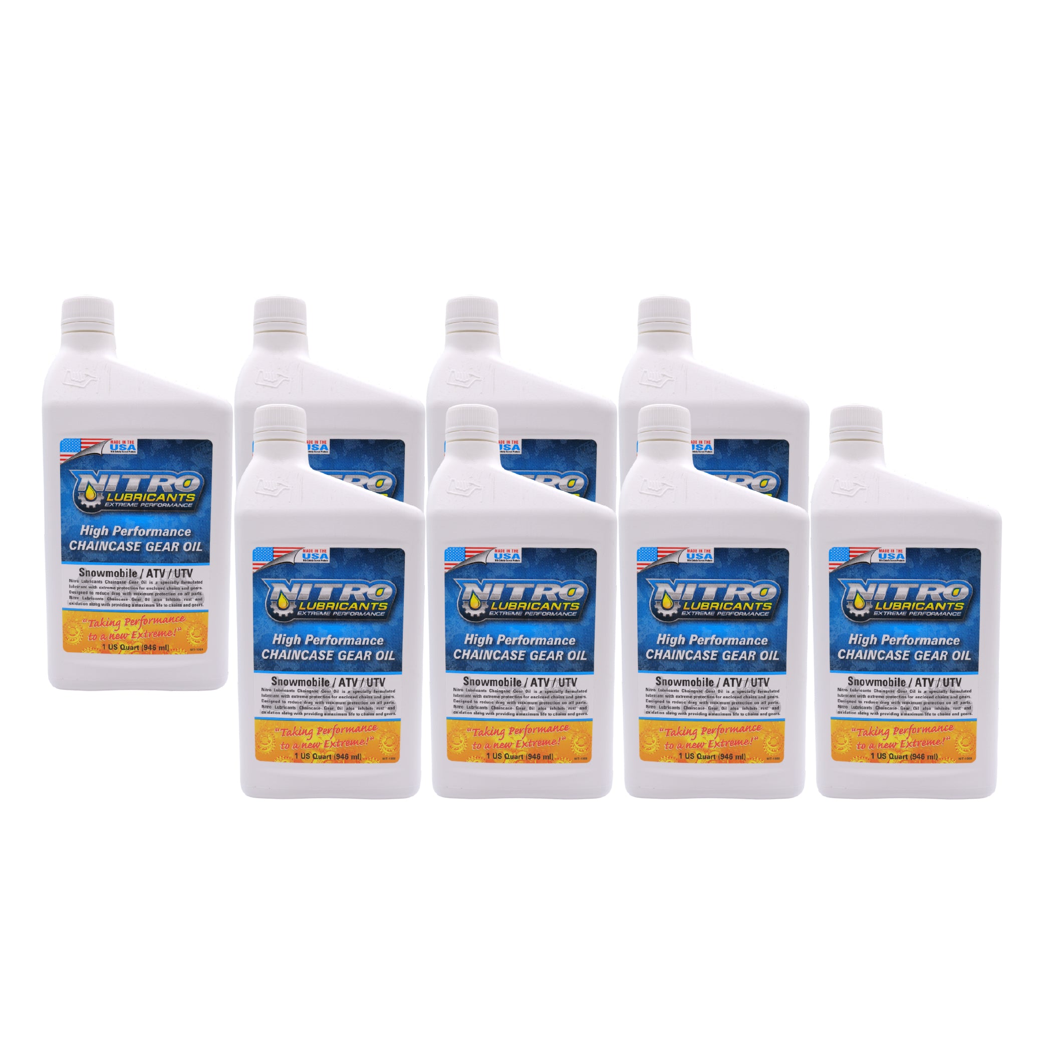Nitro Lubricants Chaincase Oil – High Film Thickness, Improved Oxidation Control & Wear Resistance – Racing & Off-Road – Extends Engine Life – 1 Quart – Made in USA (8-Pack)