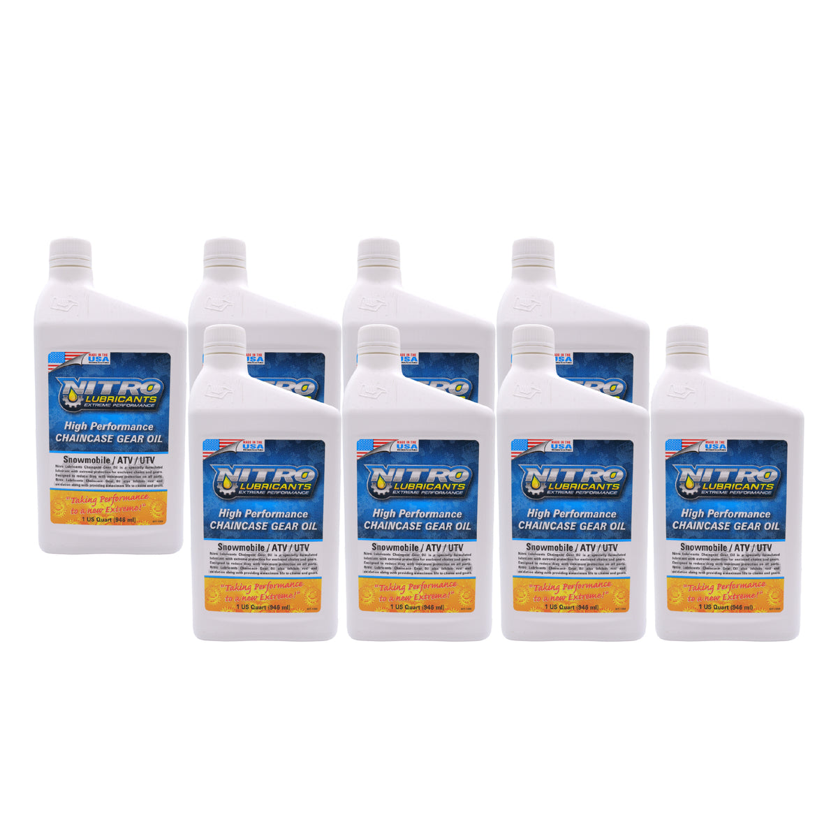 Nitro Lubricants Chaincase Oil – High Film Thickness, Improved Oxidation Control & Wear Resistance – Racing & Off-Road – Extends Engine Life – 1 Quart – Made in USA (8-Pack)