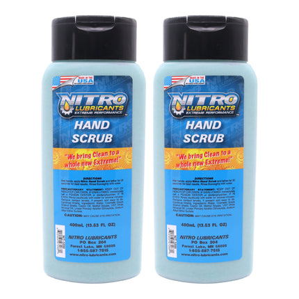 Nitro Lubricants Hand Scrub 400 ml Bottle – Non-Solvent, Super-Concentrated Industrial Hand Soap with Emollients – Heavy-Duty Grease, Oil & Tar Cleaner – Made in USA (2-Pack)