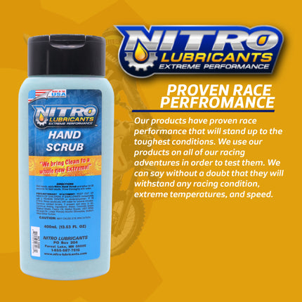 Nitro Lubricants Hand Scrub 400 ml Bottle – Non-Solvent, Super-Concentrated Industrial Hand Soap with Emollients – Heavy-Duty Grease, Oil & Tar Cleaner – Made in USA (2-Pack)