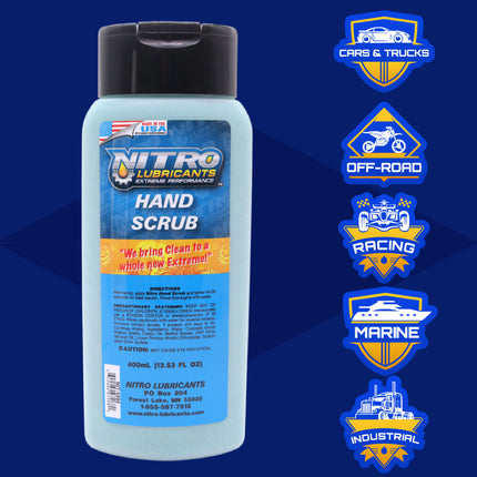 Nitro Lubricants Hand Scrub 400 ml Bottle – Non-Solvent, Super-Concentrated Industrial Hand Soap with Emollients – Heavy-Duty Grease, Oil & Tar Cleaner – Made in USA (6-Pack)