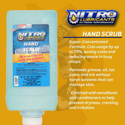 Nitro Lubricants Hand Scrub – Bulk 2.5 L Industrial Hand Cleaner for Nitro Wall-Mount Dispensers – Non-Solvent, Moisturizing, Heavy-Duty Formula – Made in USA (3-Pack)