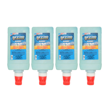 Nitro Lubricants Hand Scrub – Bulk 2.5 L Industrial Hand Cleaner for Nitro Wall-Mount Dispensers – Non-Solvent, Moisturizing, Heavy-Duty Formula – Made in USA (4-Pack)