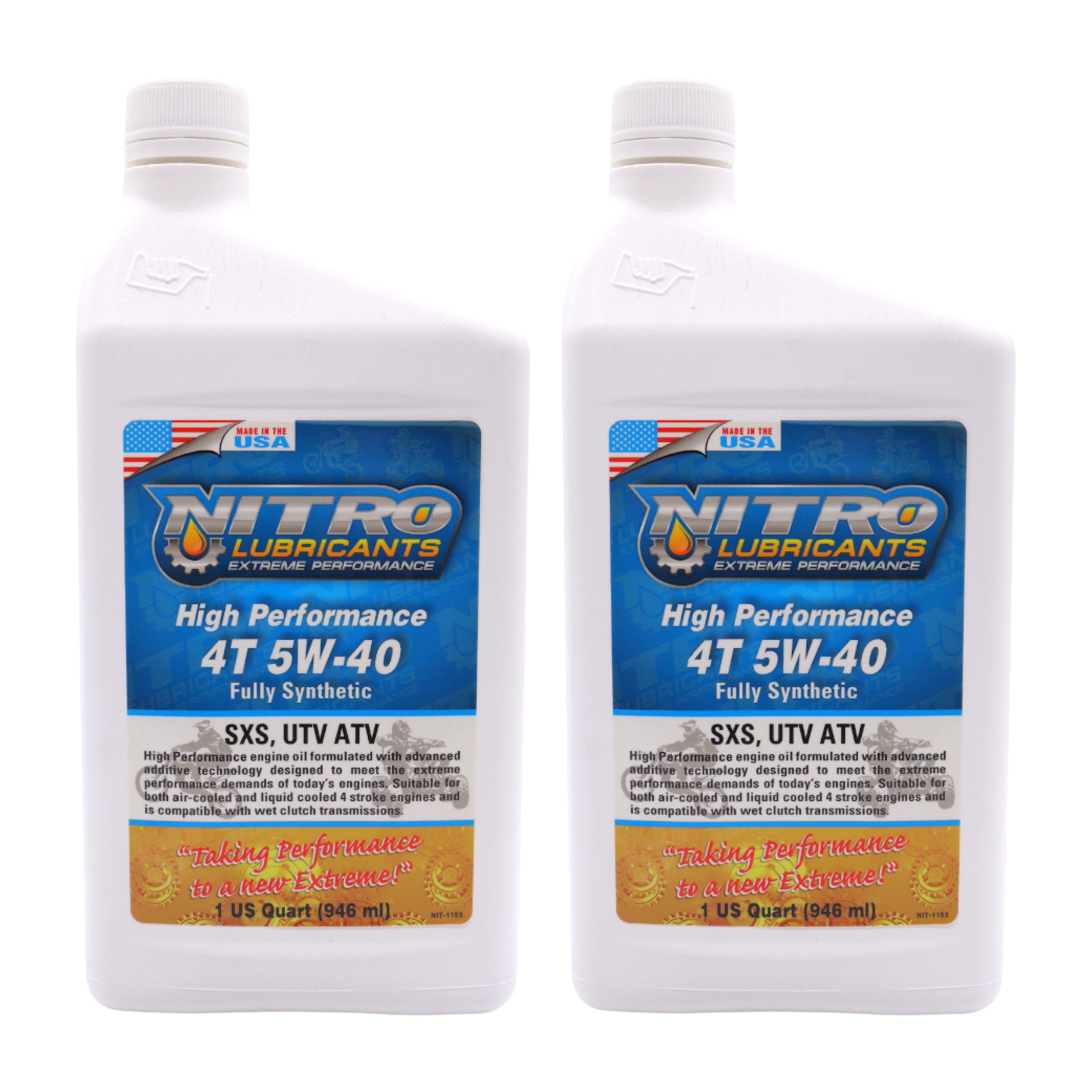 Nitro Lubricants 5W-40 4 Stroke Engine Oil – Semi-Synthetic, High Performance Formula for Motorcycles, ATVs & UTVs – Racing & Off-Road – Advanced Additive Technology – 1 Quart – Made in USA (2-Pack)