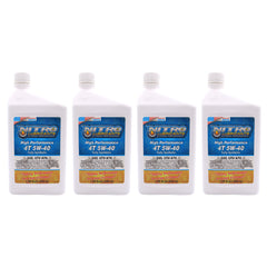 Nitro Lubricants 5W-40 4 Stroke Engine Oil – Semi-Synthetic, High Performance Formula for Motorcycles, ATVs & UTVs – Racing & Off-Road – Advanced Additive Technology – 1 Quart – Made in USA (4-Pack)