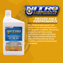 Nitro Lubricants 5W-40 4 Stroke Engine Oil – Semi-Synthetic, High Performance Formula for Motorcycles, ATVs & UTVs – Racing & Off-Road – Advanced Additive Technology – 1 Quart – Made in USA (4-Pack)