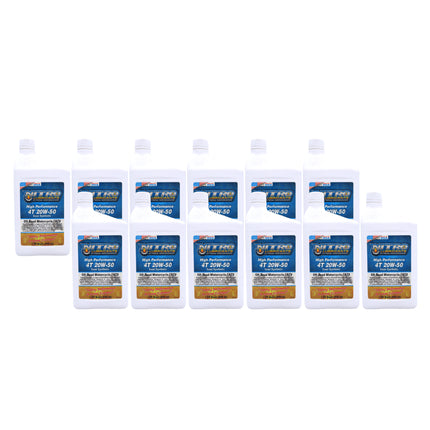 Nitro Lubricants 20W-50 Engine Oil – Synthetic Blend, Keeps Engine Clean of Varnish & Sludge under Severe Conditions – Racing & Marine Ready – 1 Quart – Made in USA (12-Pack)