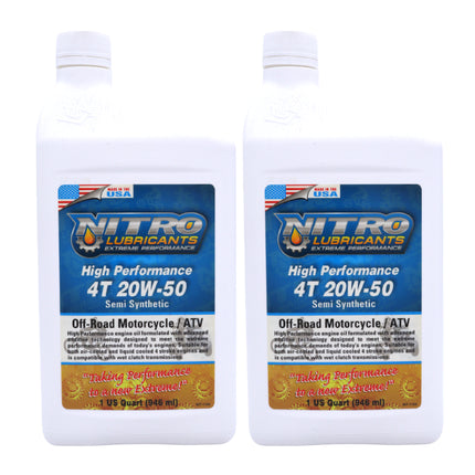 Nitro Lubricants 20W-50 Engine Oil – Synthetic Blend, Keeps Engine Clean of Varnish & Sludge under Severe Conditions – Racing & Marine Ready – 1 Quart – Made in USA (2-Pack)
