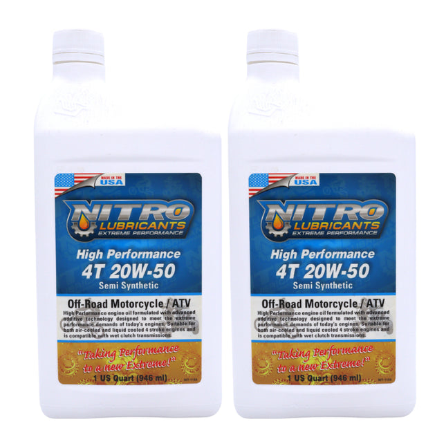 Nitro Lubricants 20W-50 Engine Oil – Synthetic Blend, Keeps Engine Clean of Varnish & Sludge under Severe Conditions – Racing & Marine Ready – 1 Quart – Made in USA (2-Pack)