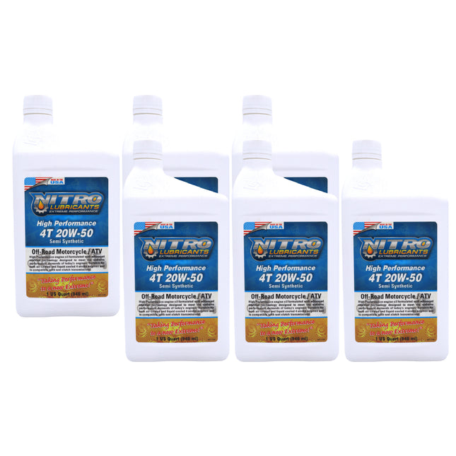 Nitro Lubricants 20W-50 Engine Oil – Synthetic Blend, Keeps Engine Clean of Varnish & Sludge under Severe Conditions – Racing & Marine Ready – 1 Quart – Made in USA (6-Pack)