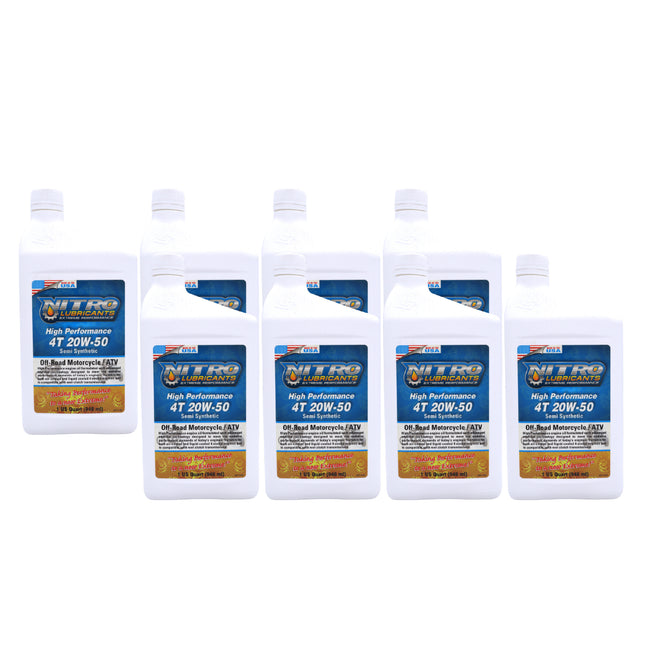Nitro Lubricants 20W-50 Engine Oil – Synthetic Blend, Keeps Engine Clean of Varnish & Sludge under Severe Conditions – Racing & Marine Ready – 1 Quart – Made in USA (8-Pack)