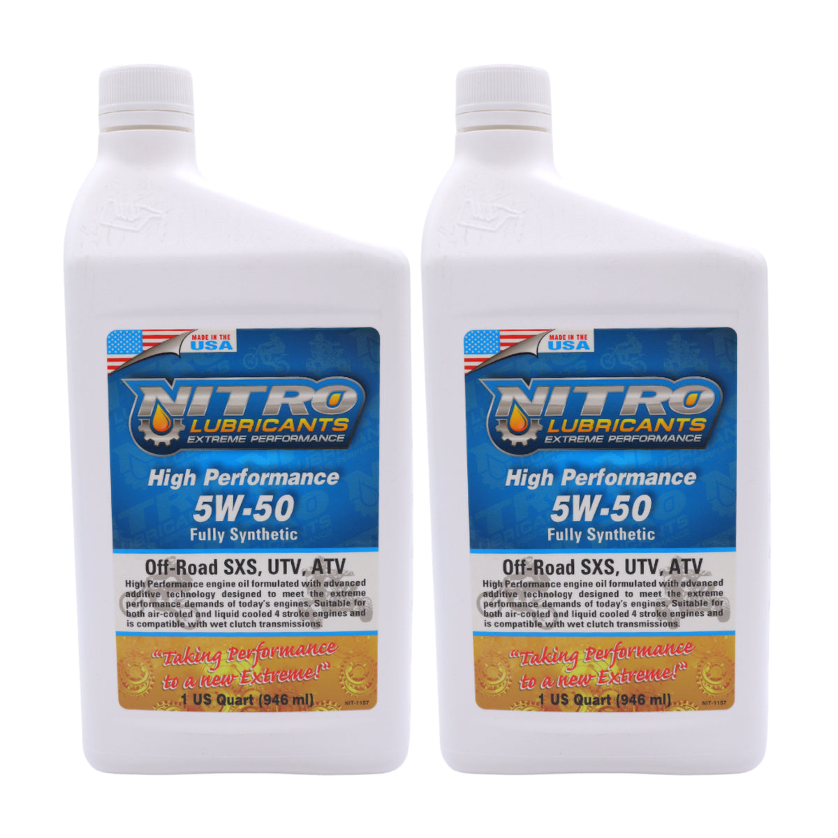 Nitro Lubricants 5W-50 4 Stroke Engine Oil – Semi-Synthetic, High Performance Formula for Motorcycles, ATVs & UTVs – Racing & Off-Road – Advanced Additive Technology – 1 Quart – Made in USA (2-Pack)