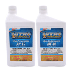 Nitro Lubricants 5W-50 4 Stroke Engine Oil – Semi-Synthetic, High Performance Formula for Motorcycles, ATVs & UTVs – Racing & Off-Road – Advanced Additive Technology – 1 Quart – Made in USA (2-Pack)