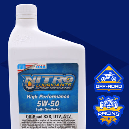 Nitro Lubricants 5W-50 4 Stroke Engine Oil – Semi-Synthetic, High Performance Formula for Motorcycles, ATVs & UTVs – Racing & Off-Road – Advanced Additive Technology – 1 Quart – Made in USA (4-Pack)