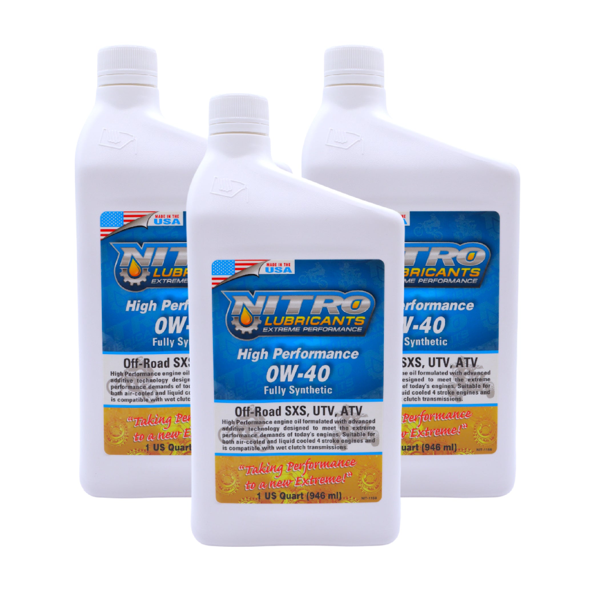 Nitro Lubricants 0W-40 4 Stroke Engine Oil – Fully Synthetic, High Performance Formula for Motorcycles, ATVs, UTVs – Racing and Off-Road – Advanced Additive Technology – 1Qt – Made in USA (3-Pack)