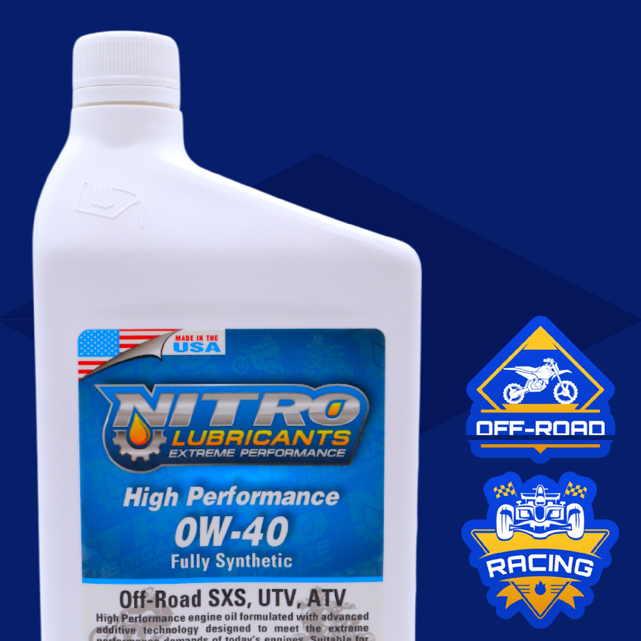 Nitro Lubricants 0W-40 4 Stroke Engine Oil – Fully Synthetic, High Performance Formula for Motorcycles, ATVs, UTVs – Racing and Off-Road – Advanced Additive Technology – 1Qt – Made in USA (3-Pack)