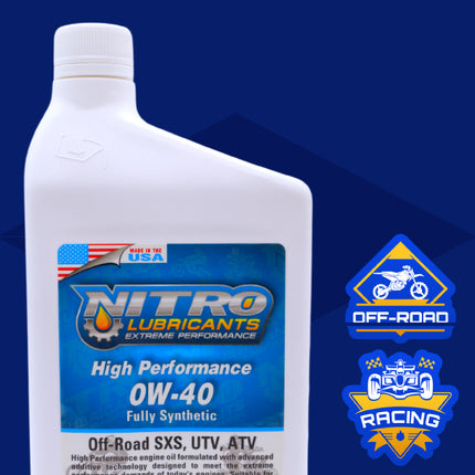 Nitro Lubricants 0W-40 4 Stroke Engine Oil – Fully Synthetic, High Performance Formula for Motorcycles, ATVs, UTVs – Racing and Off-Road – Advanced Additive Technology – 1Qt – Made in USA (8-Pack)