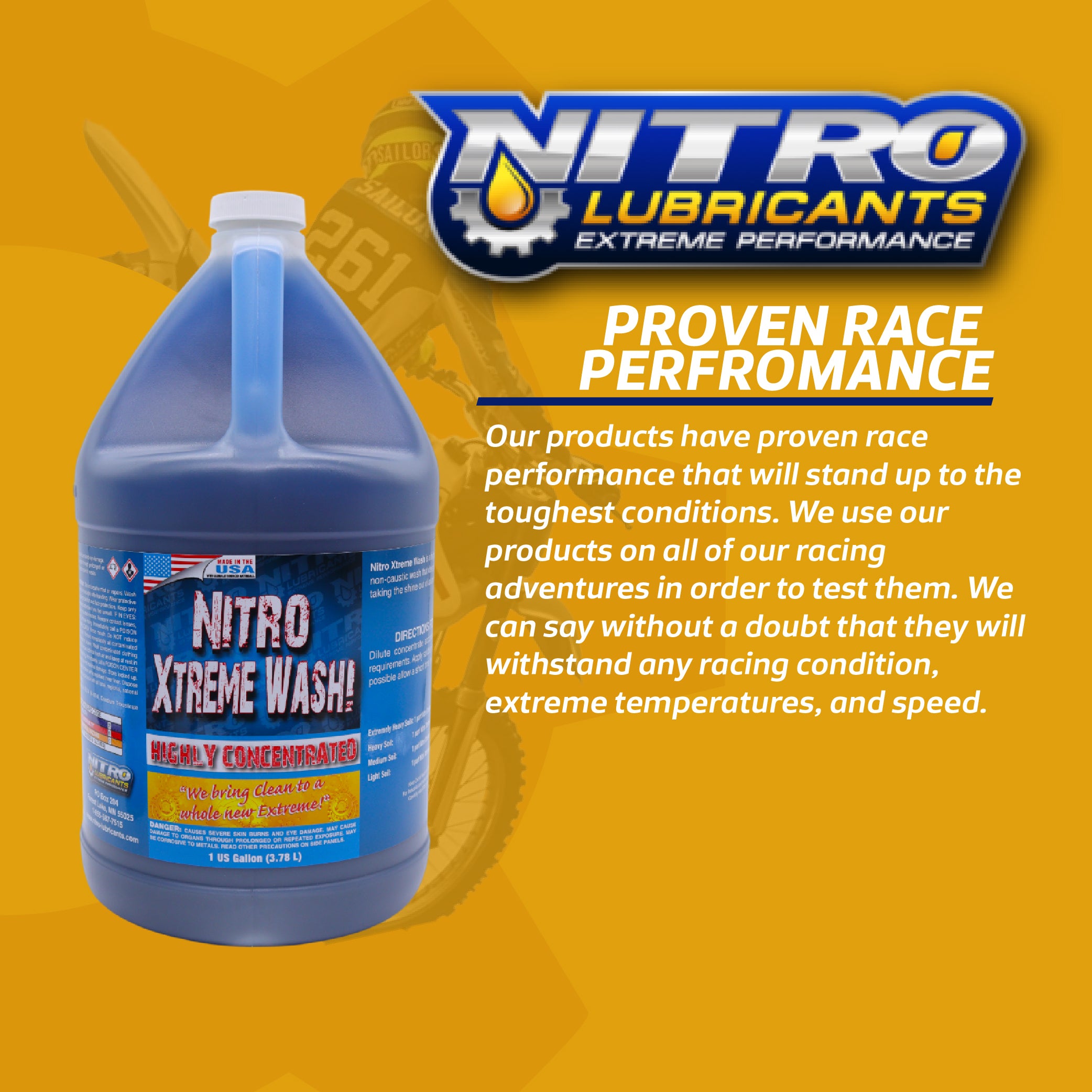Nitro Lubricants Xtreme Bike Wash(1 GL) Super Concentrated Heavy-Duty Cleaner and Degreaser for Motorcycles, ATVs, Four Wheelers, & Bicycles-Non-Caustic, Biodegradable, Hard Water Compatible (2-Pack)
