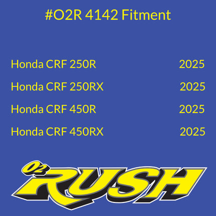 O2 RUSH High-Performance Air Filter fits Honda CRF250R CRF250RX (2018-2025) CRF450R CRF450RX (2017-2025) -  Washable & Reusable (OEM  17213-K95AG0)