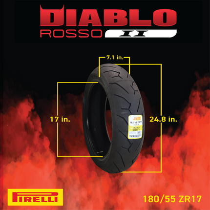 Pirelli Diablo Rosso II 120/70ZR17(58W) D Front & 180/55 ZR17 (73W) TL Rear, High Performance, Durable, and Reliable: Sport Performance for Road Use with Keychain, Special Ducati-Compatible D Version