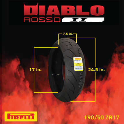 Pirelli Diablo Rosso II 120/70ZR17(58W) D Front & 190/50 ZR17 (69W) TL Rear, High Performance, Durable, and Reliable: Sport Performance for Road Use with Keychain, Special Ducati-Compatible D Version