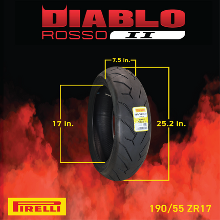 Pirelli Diablo Rosso II 120/70ZR17(58W) D Front & 190/55 ZR17 (69W) TL Rear, High Performance, Durable, and Reliable: Sport Performance for Road Use with Keychain, Special Ducati-Compatible D Version
