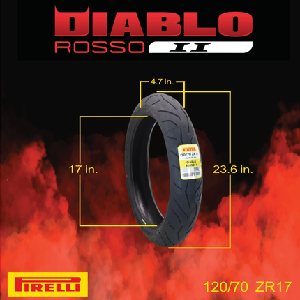 Pirelli Diablo Rosso II 120/70ZR17(58W) D Front & 160/60 ZR17 (69W) TL Rear, High Performance, Durable, and Reliable: Sport Performance for Road Use with Keychain, Special Ducati-Compatible D Version