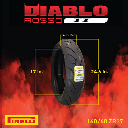 Pirelli Diablo Rosso II 120/70ZR17(58W) D Front & 160/60 ZR17 (69W) TL Rear, High Performance, Durable, and Reliable: Sport Performance for Road Use with Keychain, Special Ducati-Compatible D Version