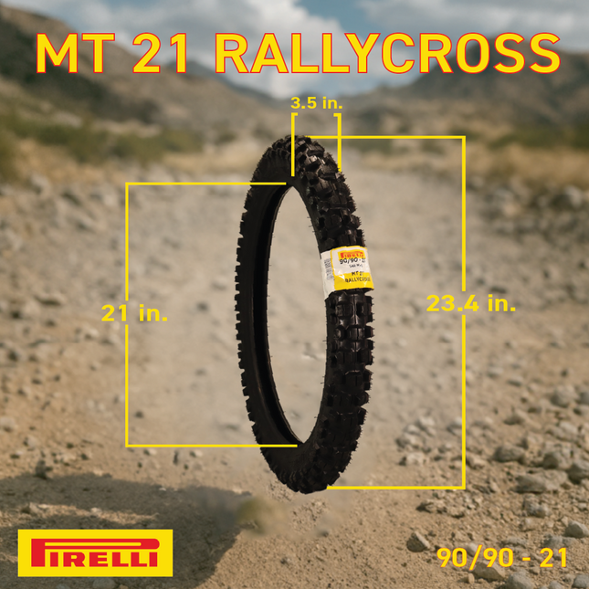 Pirelli MT 21 Rallycross 90/90-21 Front & 110/80-18 Rear Motorcycle Tires - Dual-Sport/Enduro, Aggressive Tread for Off-Road & Rally, High-Performance Grip, Fits Adventure & Dirt Bikes with Keychain