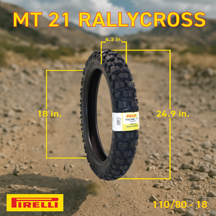 Pirelli MT 21 Rallycross 90/90-21 Front & 110/80-18 Rear Motorcycle Tires - Dual-Sport/Enduro, Aggressive Tread for Off-Road & Rally, High-Performance Grip, Fits Adventure & Dirt Bikes with Keychain