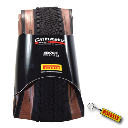 Pirelli Cinturato Gravel H TLR Classic 45-622 (700 x 45c) Road Bicycle Tire - SpeedGrip Compound, Clincher Type, Tubeless Ready Bike Tire with Keychain 700x45c
