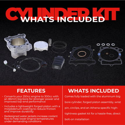 Athena P400250100030 300cc Big Bore Cylinder Kit (85mm Bore) - Forged Piston Performance Upgrade, Converts 250cc to 300cc, Compatible with Kawasaki KX250 & KX250X 2023-2024