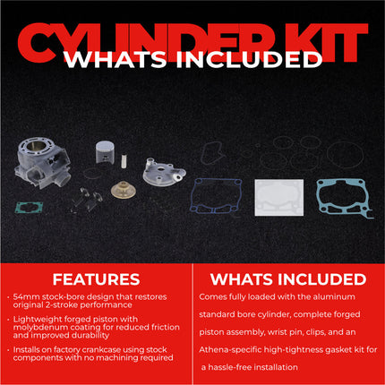 Athena P400485100017 Standard Bore Cylinder Kit (54mm, 125cc) - Premium 2-Stroke Top End Rebuild Kit with Forged Piston & Gaskets, Compatible with Yamaha YZ125 2005-2021