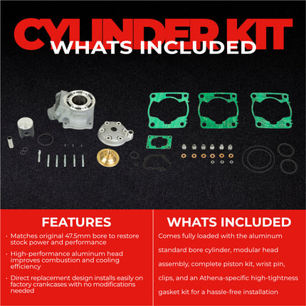 Athena P400485100076 Standard Bore Cylinder Kit (47.5mm, 85cc) - Premium 2-Stroke Top End Rebuild Kit with Modular Head & Gaskets, Compatible with Yamaha YZ85 2019-2024